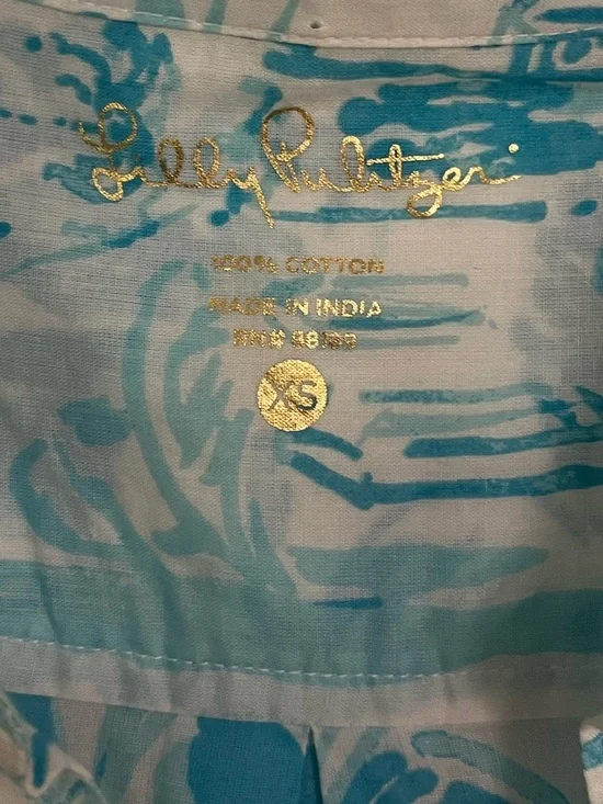 Lilly Pulitzer Captiva Tunic Beach Cover Up. Cotton Button Henley Women's XS - Picture 4 of 4